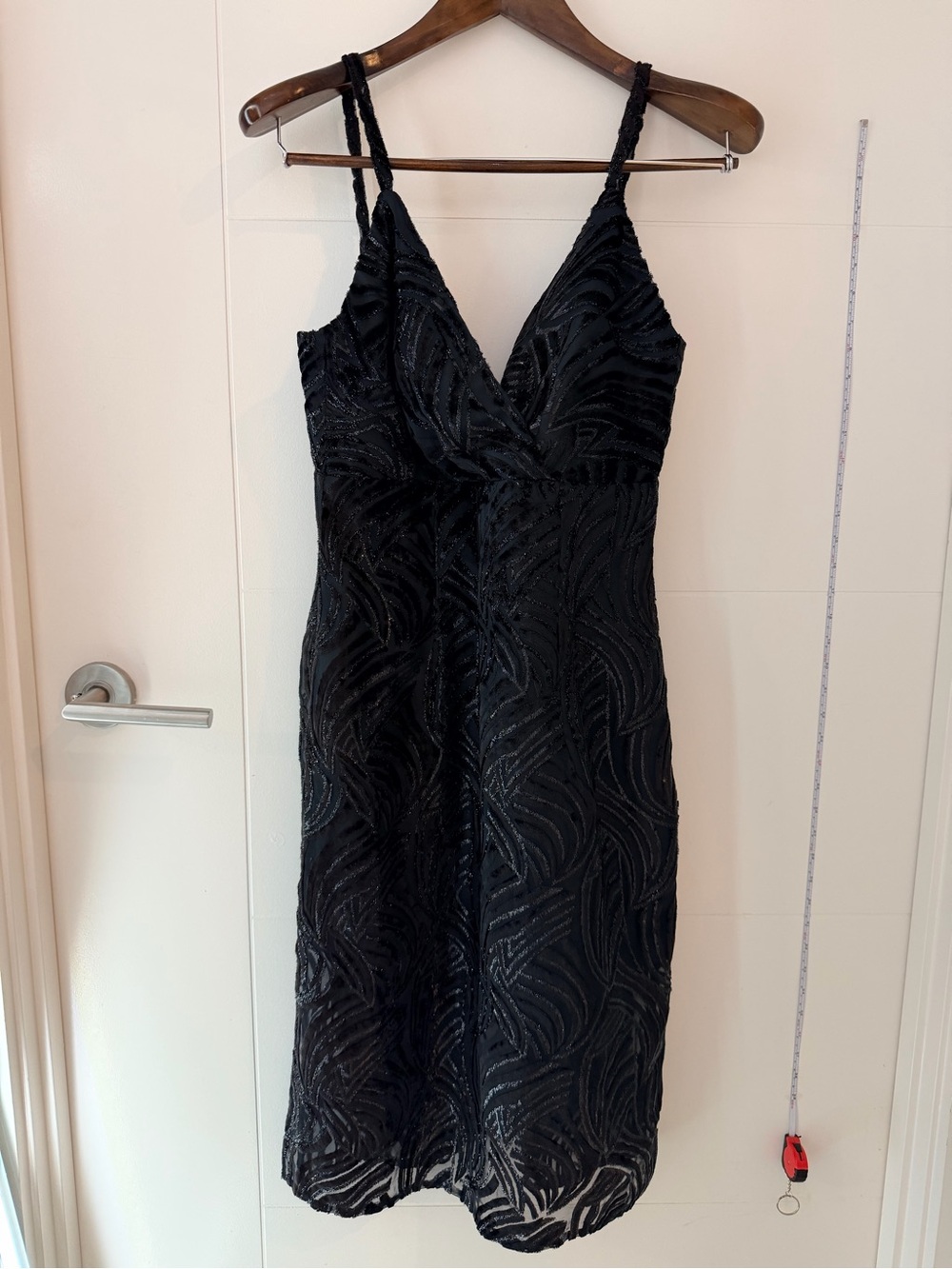 Genuine Vintage Panoply Atlanta made in USA in 90 Black Beaded V-Neck Midi Dress
